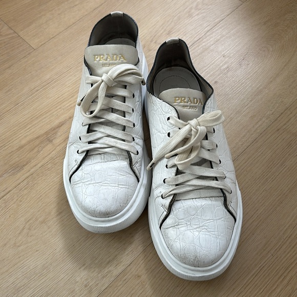 Prada Sneakers in white crock leather - size 9 - Picture 2 of 4